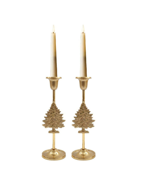 Gold Christmas Tree Candle Stick Holder - Kaftan direct