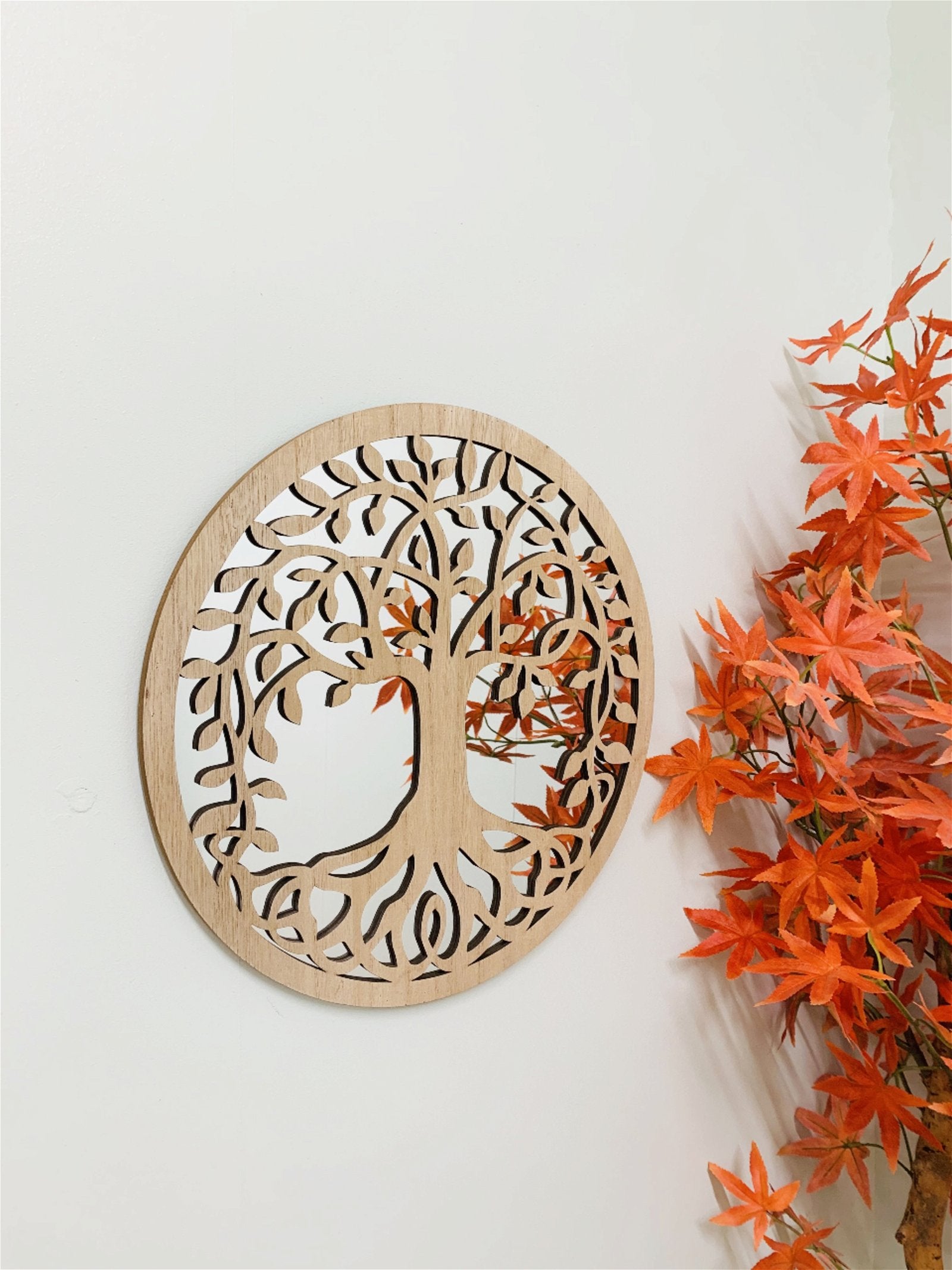 Round Cut Out Tree Of Life Mirror 35cm - Kaftan direct
