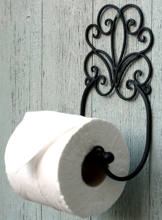 Black Scroll Wall Mounted Toilet Roll Holder - Kaftan direct