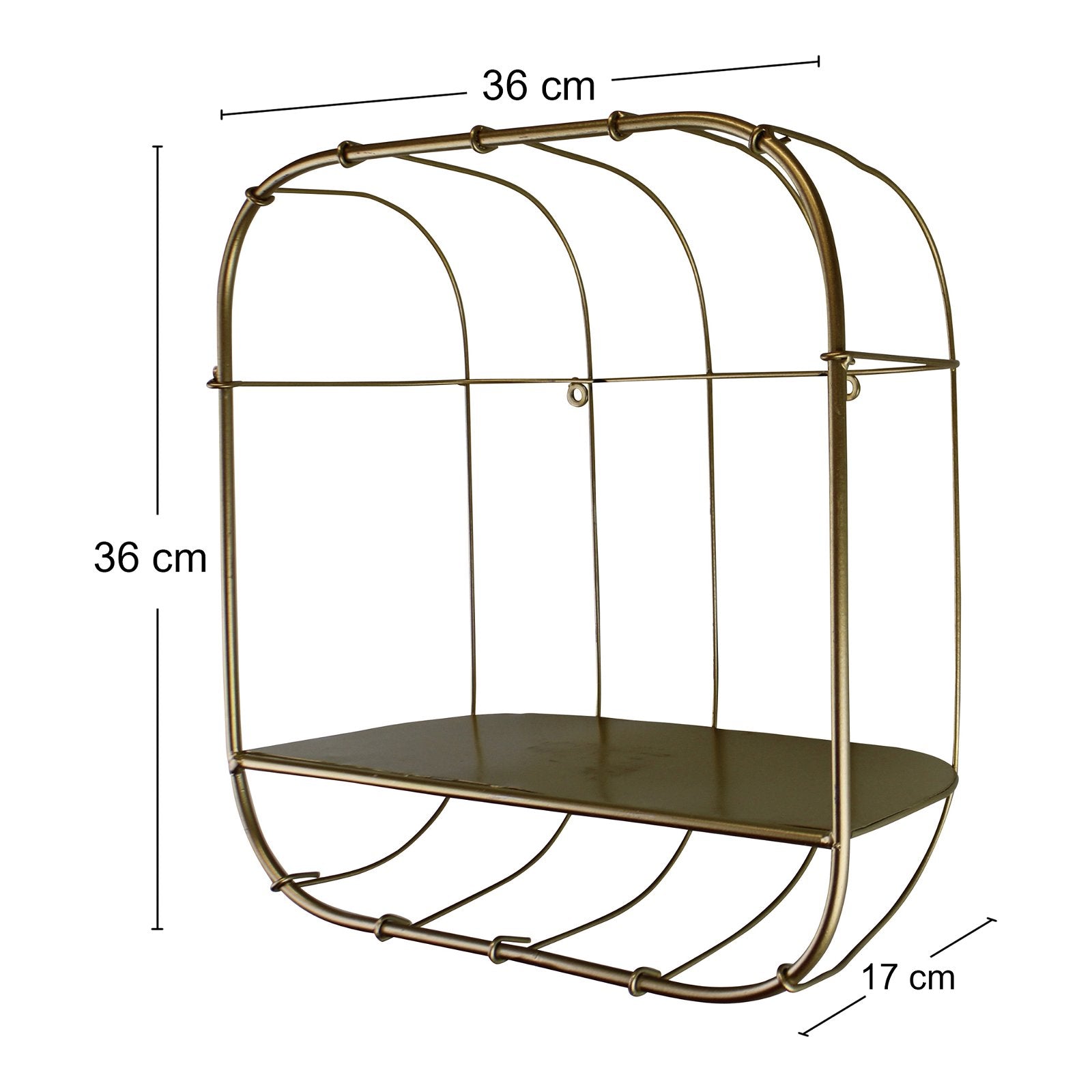 Gold Metal Wall Storage Shelf, Basket Design - Kaftan direct
