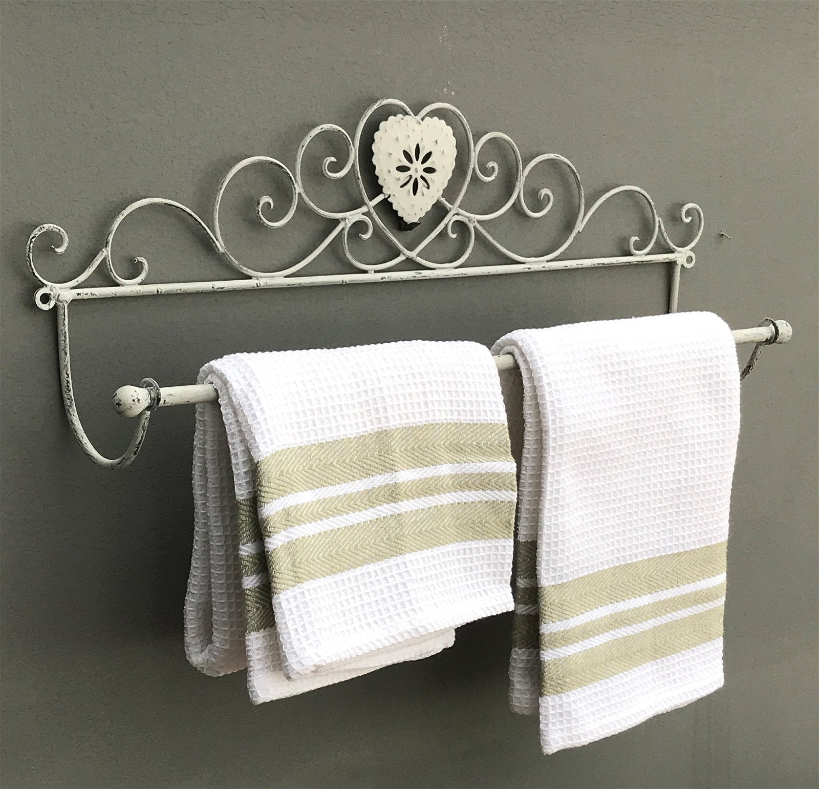 Grey Heart Wall Hanging Towel Rail - Kaftan direct