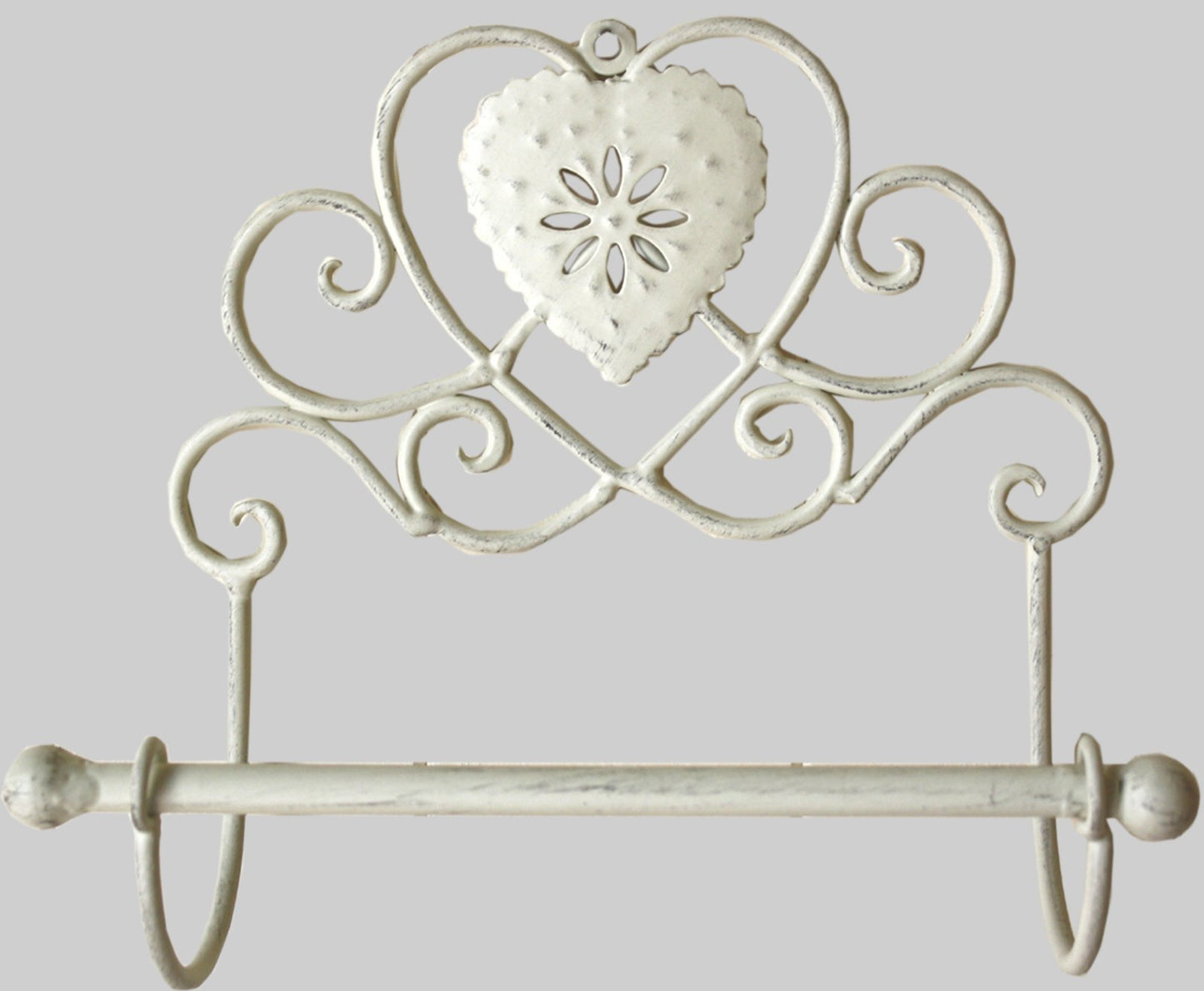 Cream Heart Toilet Roll Holder Wall Mounted