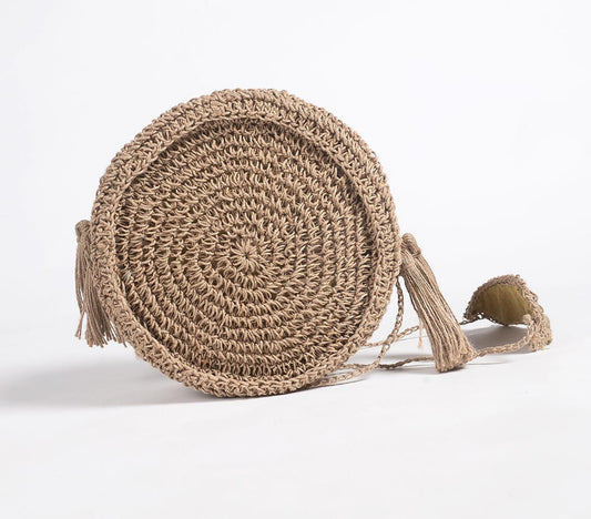 Woven Cane Roundie Sling bag-0