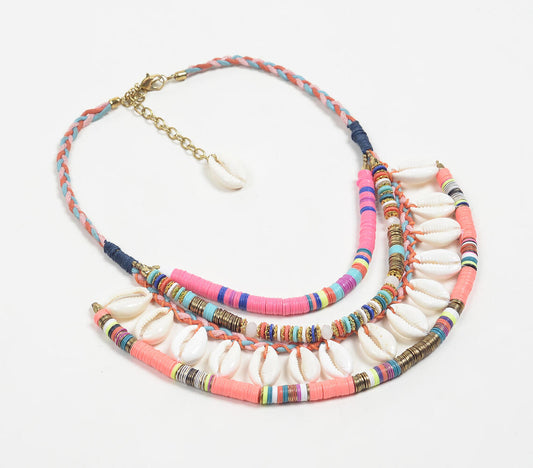 Bohemian Summer Beach Holiday Shell Layered Necklace Q2-0