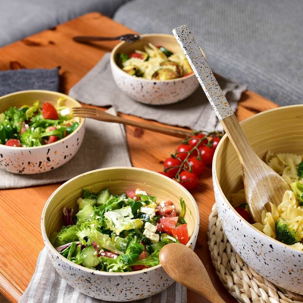 Bamboo Salad Server Set | Salad Tongs (Spoon & Fork)-3