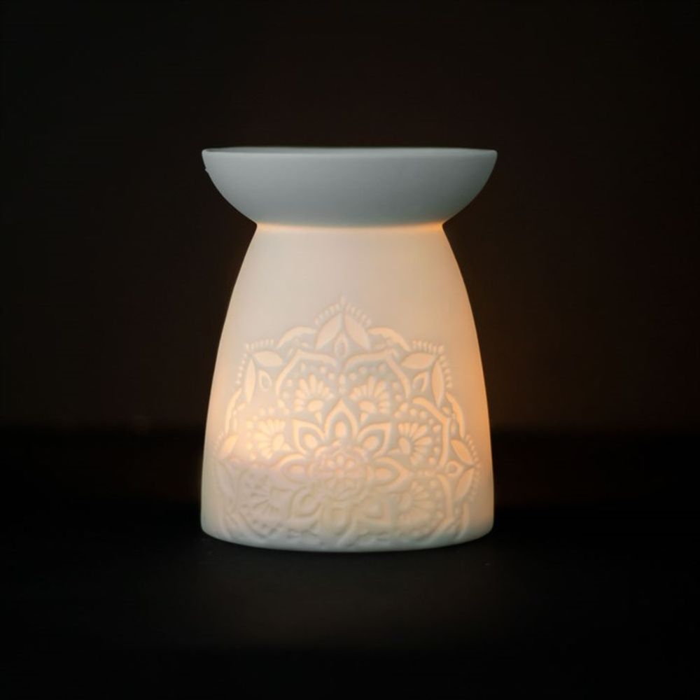 White Ceramic Mandala Oil Burner - Kaftans direct